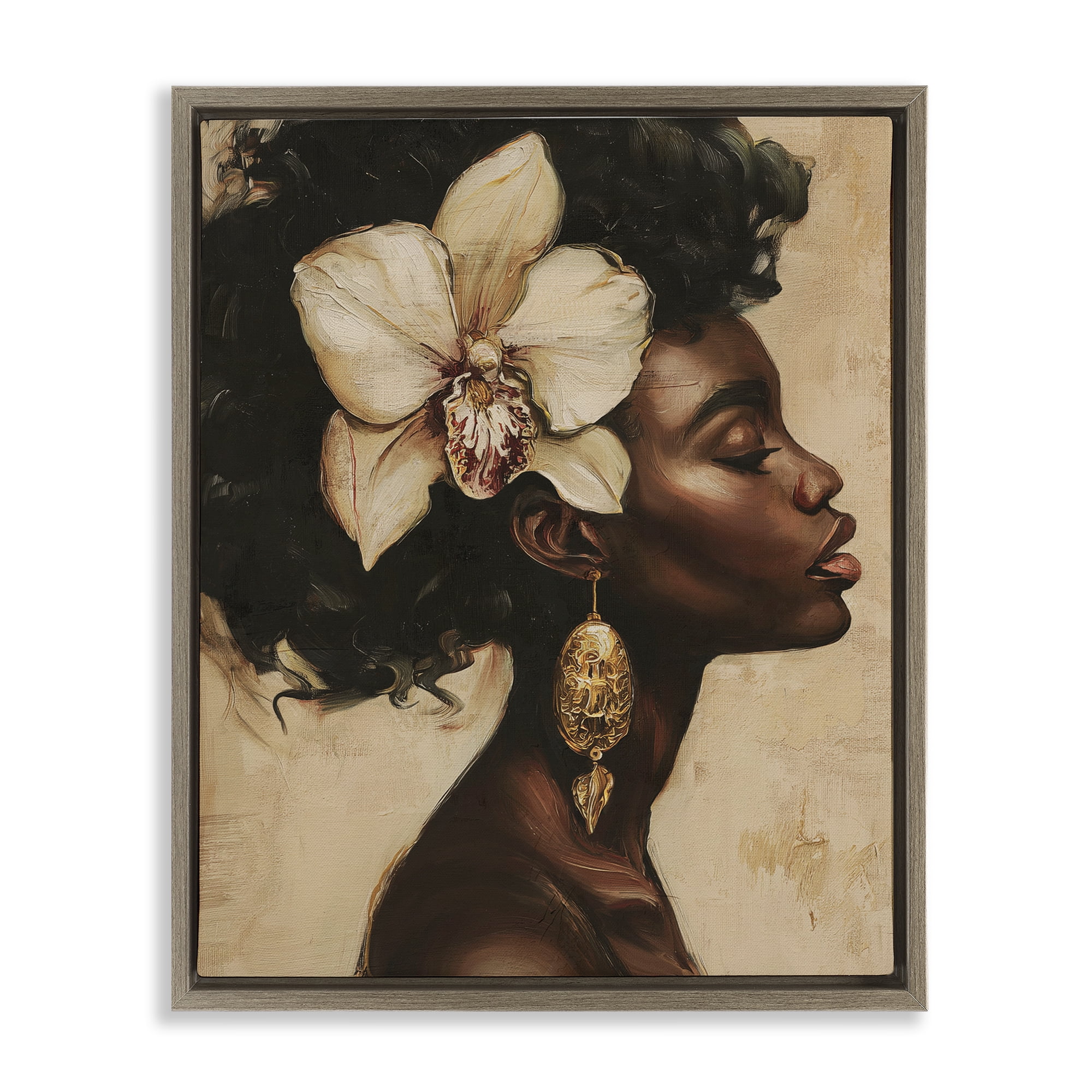 Stupell Industries Orchid Majesty Portrait Brown Framed Floater Canvas Wall Art, design by Svetlana Aleynikova