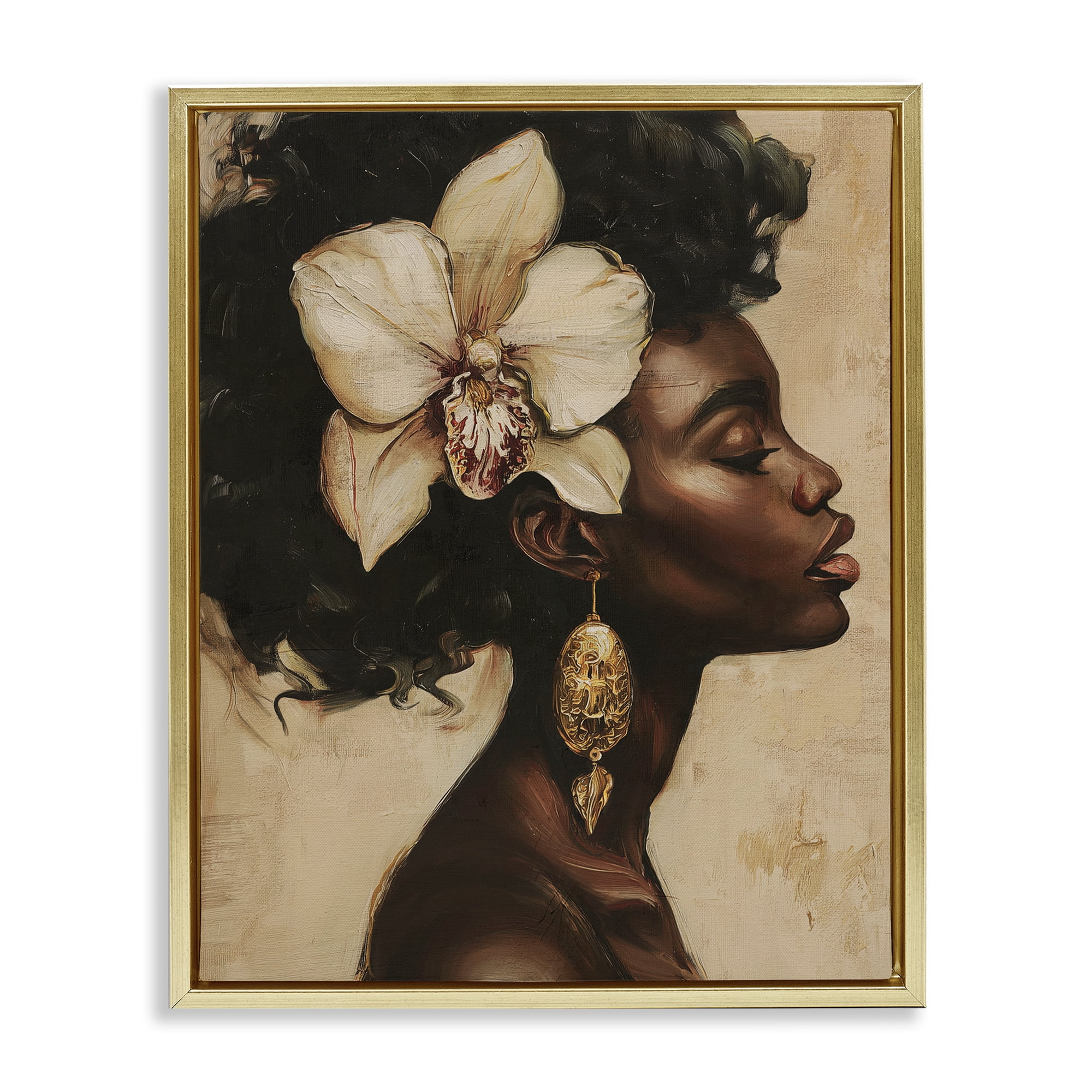 Stupell Industries Orchid Majesty Portrait Gold Framed Floater Canvas Wall Art, design by Svetlana Aleynikova