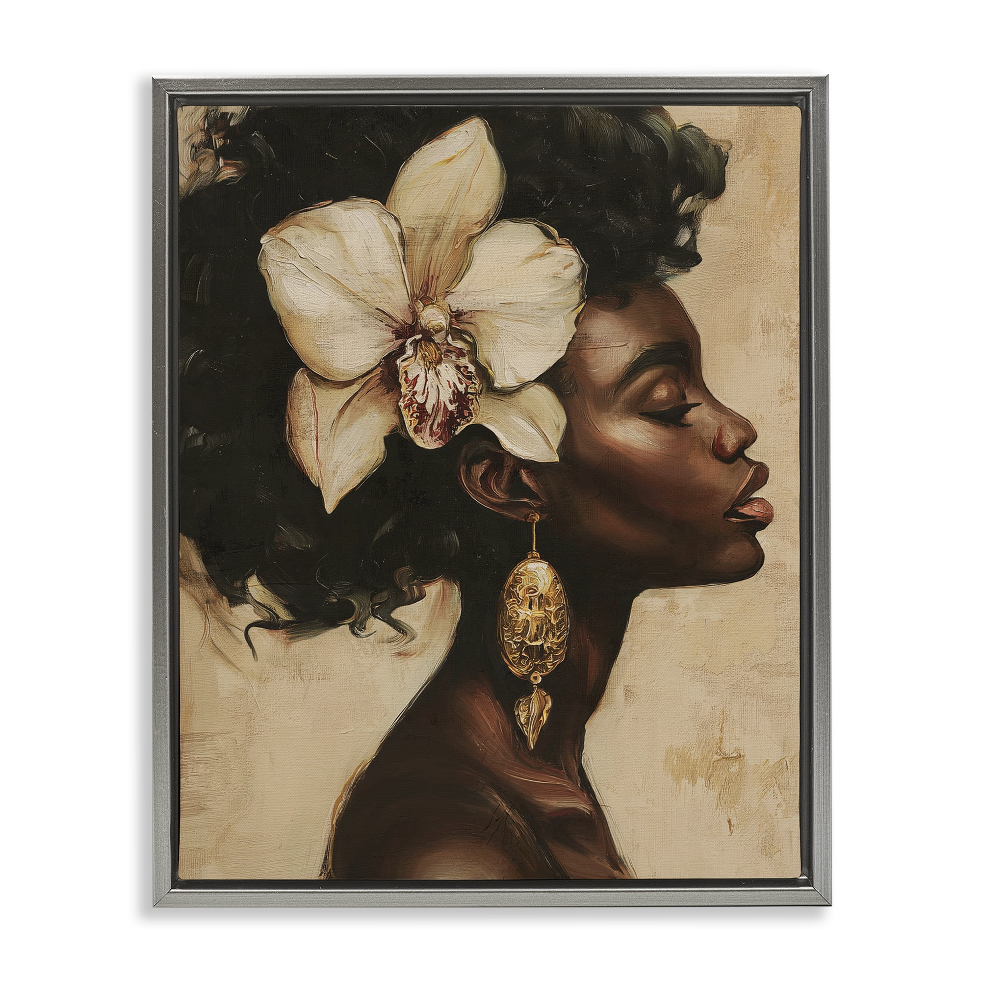 Stupell Industries Orchid Majesty Portrait Gray Framed Floater Canvas Wall Art, design by Svetlana Aleynikova