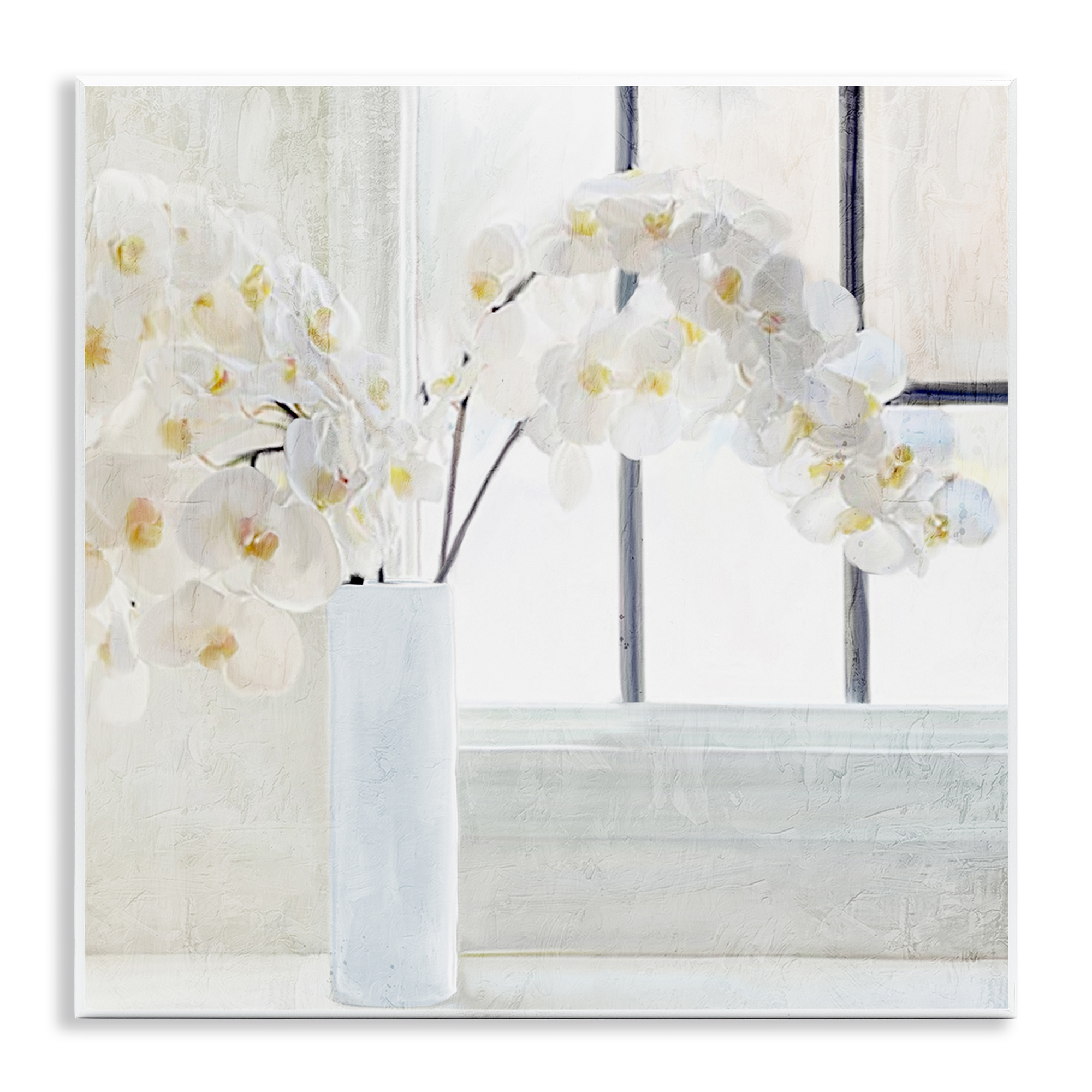 Stupell Industries Orchid Stems Windowsill Plants & Flowers Painting Unframed Art Print Wall Art, 12 x 12