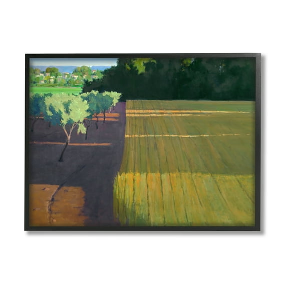 Stupell Industries Orderly Orchard Farm Land Vast Grassland Field Graphic Art Black Framed Art Print Wall Art, Design by Ian Roberts