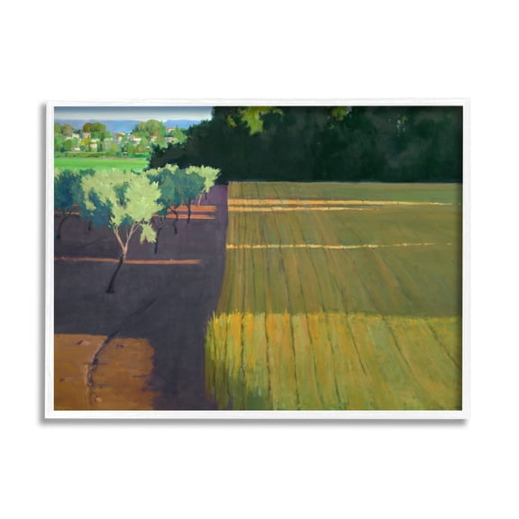 Stupell Industries Orderly Orchard Farm Land Vast Grassland Field Graphic Art White Framed Art Print Wall Art, Design by Ian Roberts