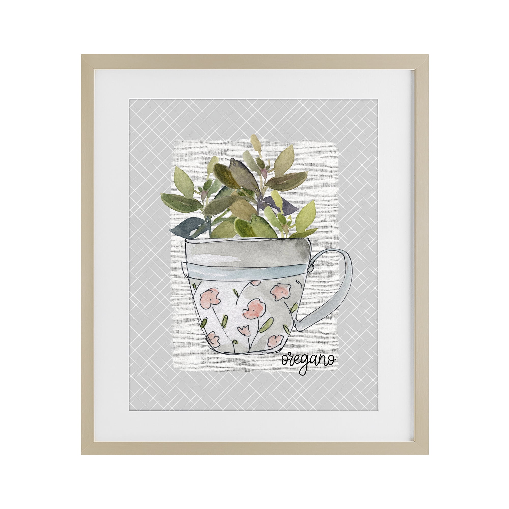 Stupell Industries Oregano Herb Mug Birch Framed Print Under Glass, design by Livi Finn