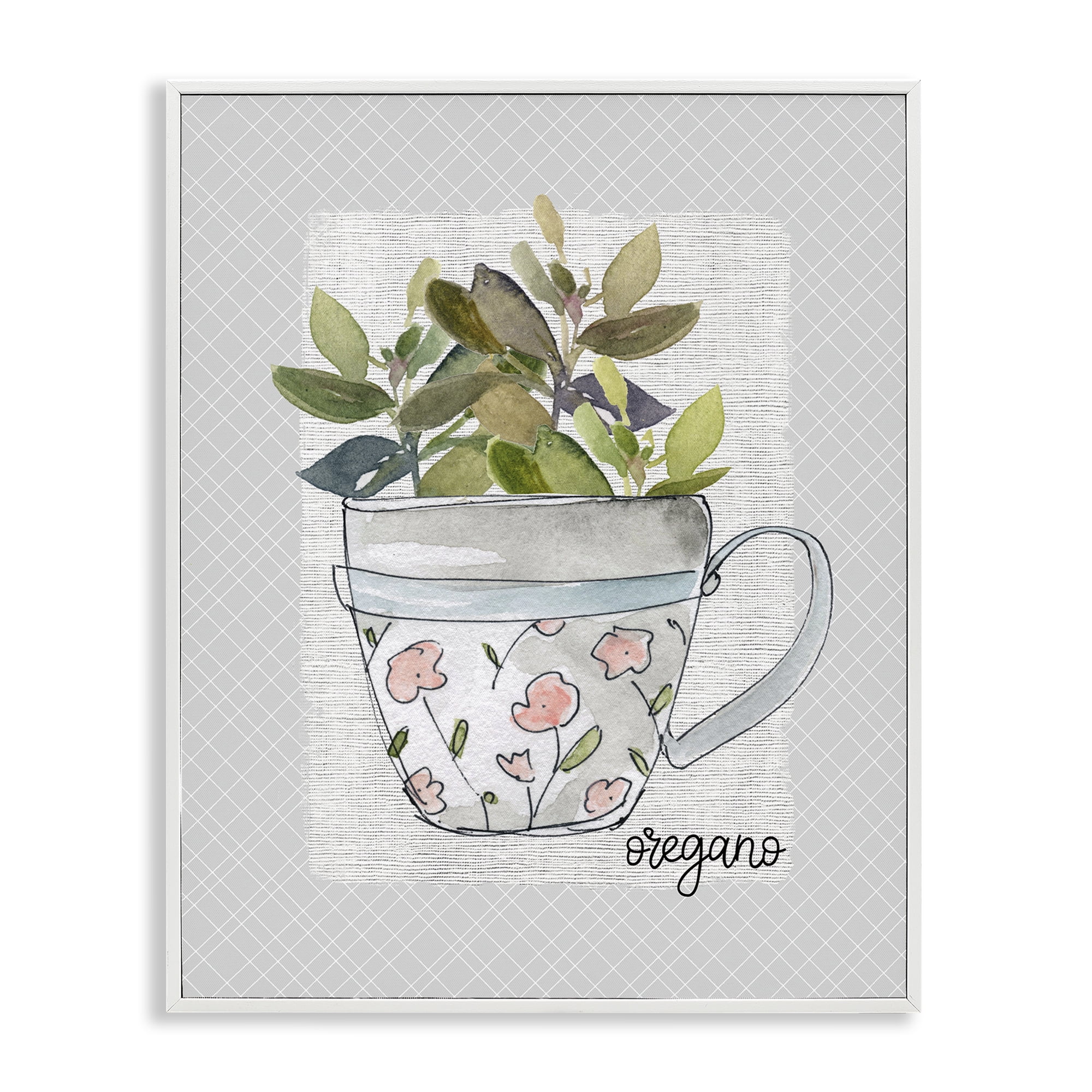 Stupell Industries Oregano Herb Mug White Framed Giclee Art, design by Livi Finn