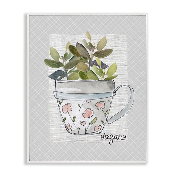 Stupell Industries Rustic Lodge Oregano Herb Mug White Framed Giclee Art, 24 x 30, by Livi Finn