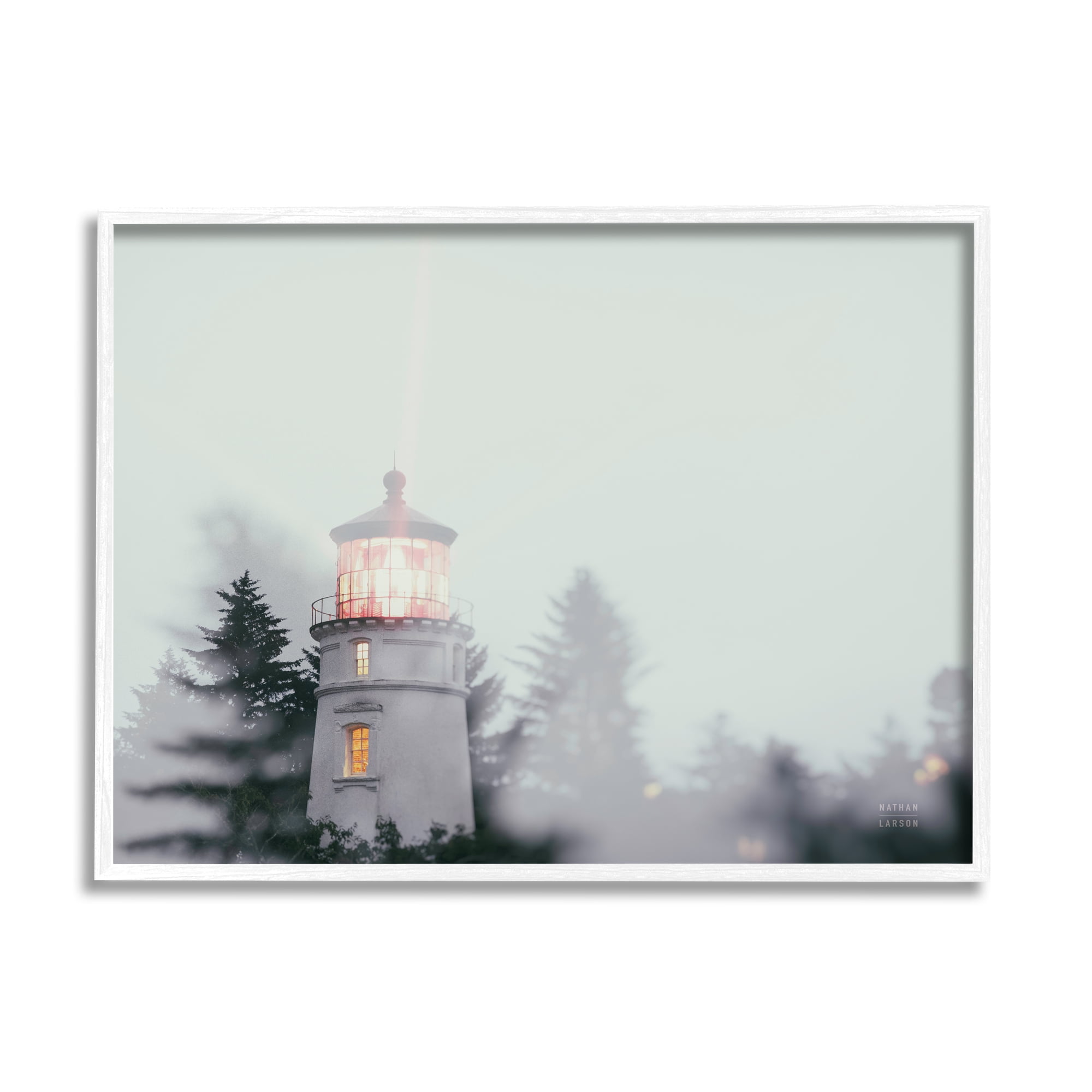 Stupell Industries Oregon Coast Lighthouse Travel & Places Painting White Framed Art Print Wall Art, 20 x 16