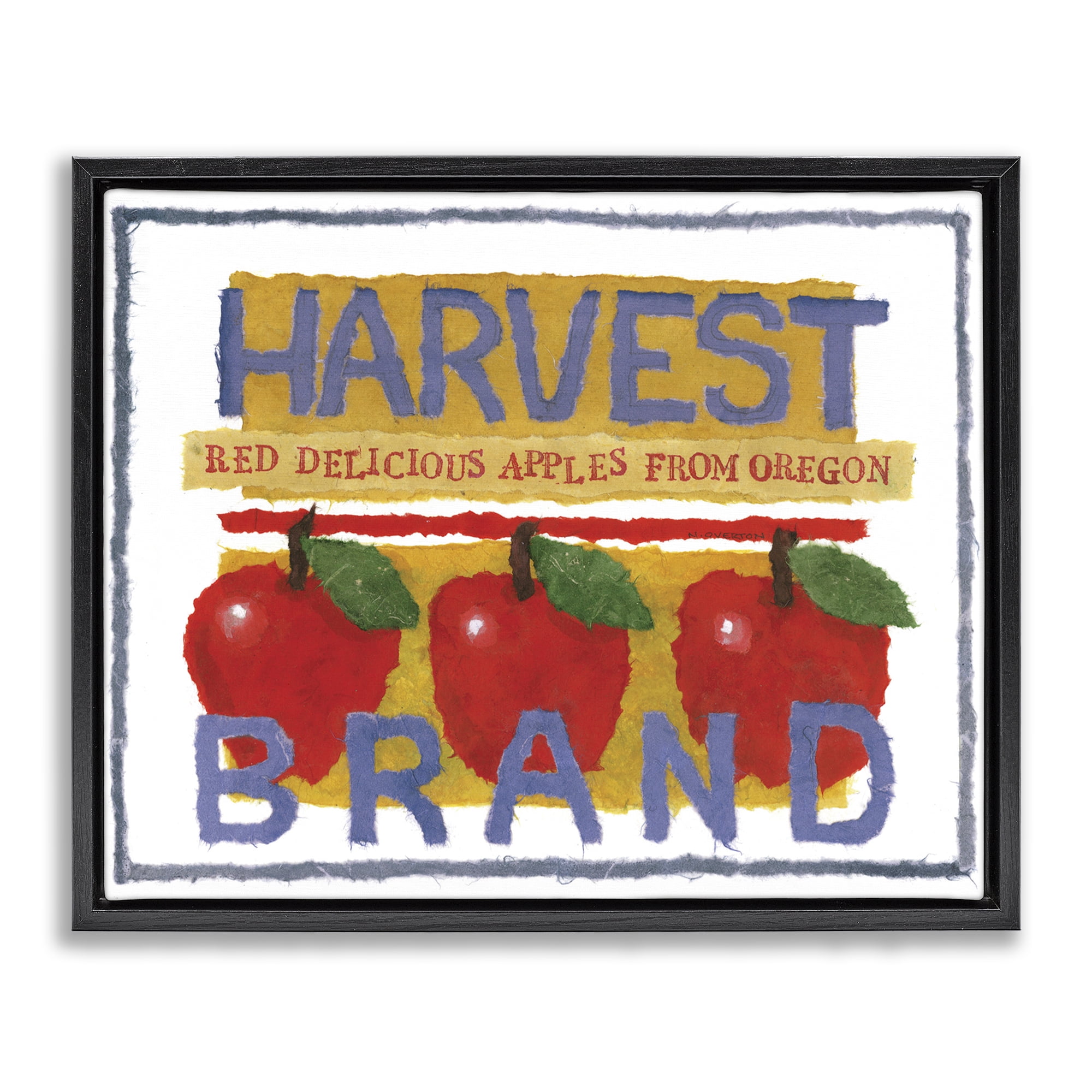 Stupell Industries Oregon Harvest Apples Food & Beverage Painting Black Floater Framed Art Print Wall Art, 31 x 25
