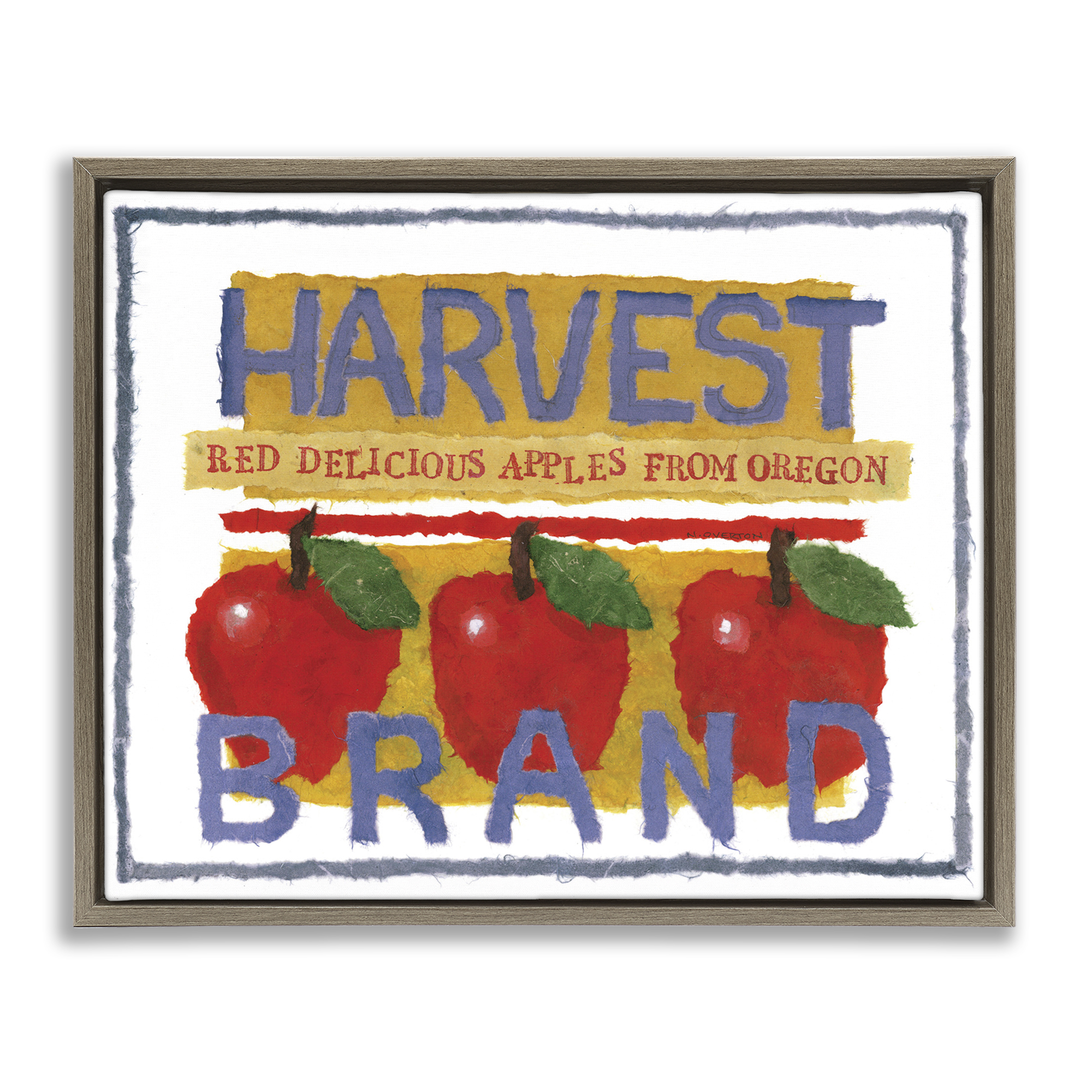 Stupell Industries Oregon Harvest Apples Food & Beverage Painting Brown Floater Framed Art Print Wall Art, 31 x 25