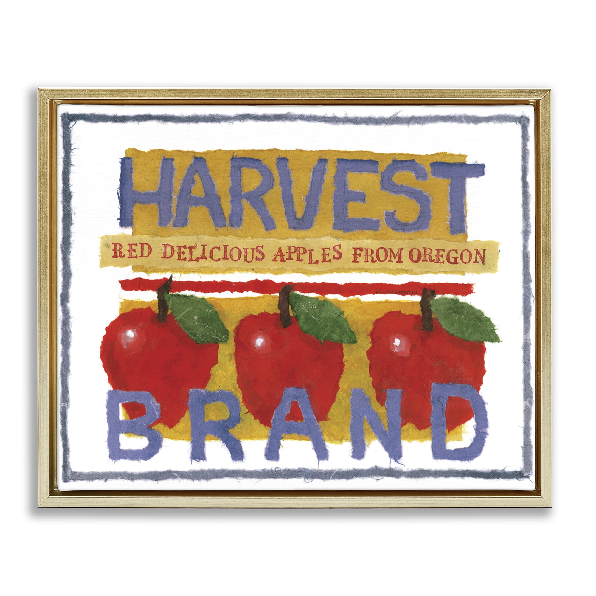 Stupell Industries Oregon Harvest Apples Food & Beverage Painting Gold Floater Framed Art Print Wall Art, 31 x 25