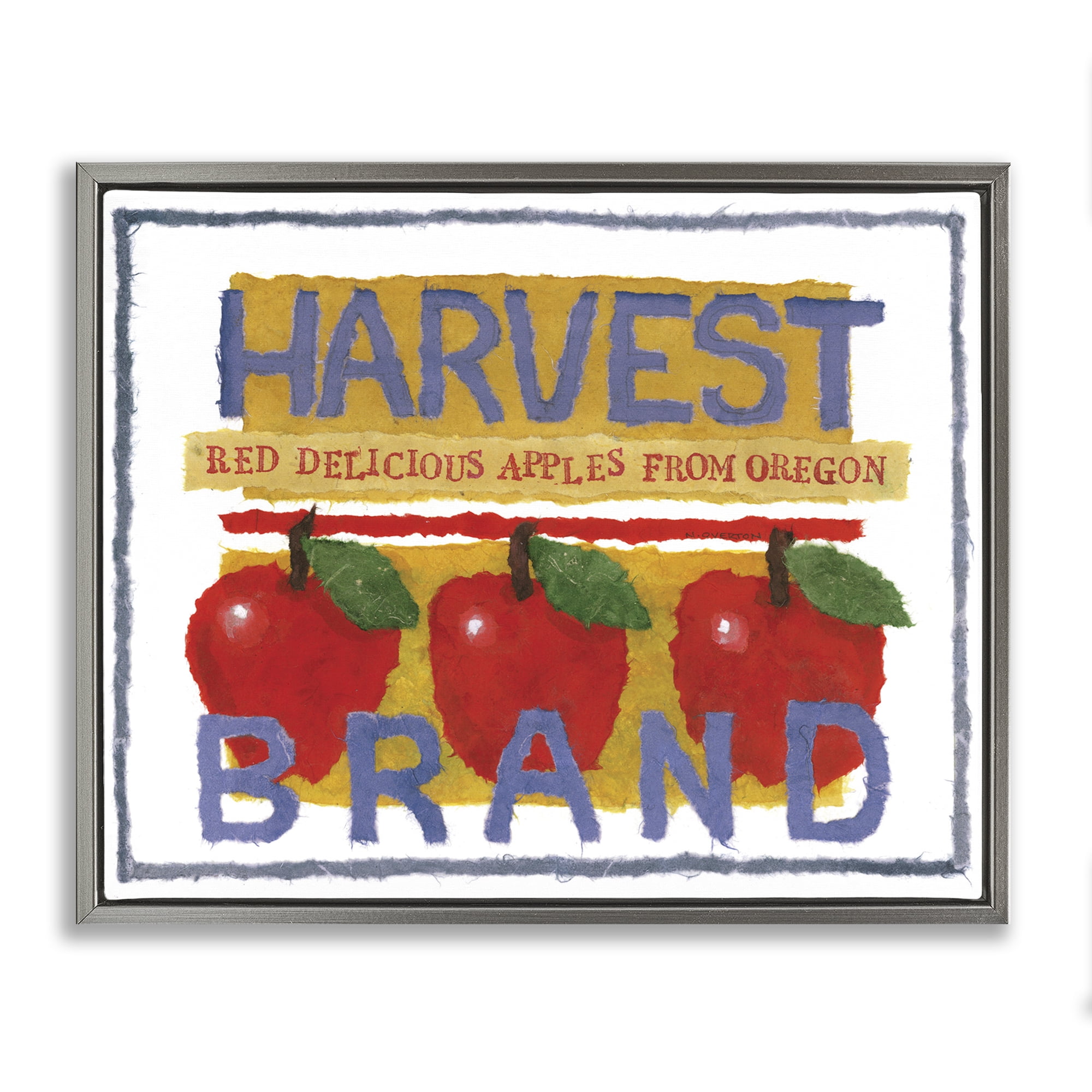 Stupell Industries Oregon Harvest Apples Food & Beverage Painting Gray Floater Framed Art Print Wall Art, 21 x 17