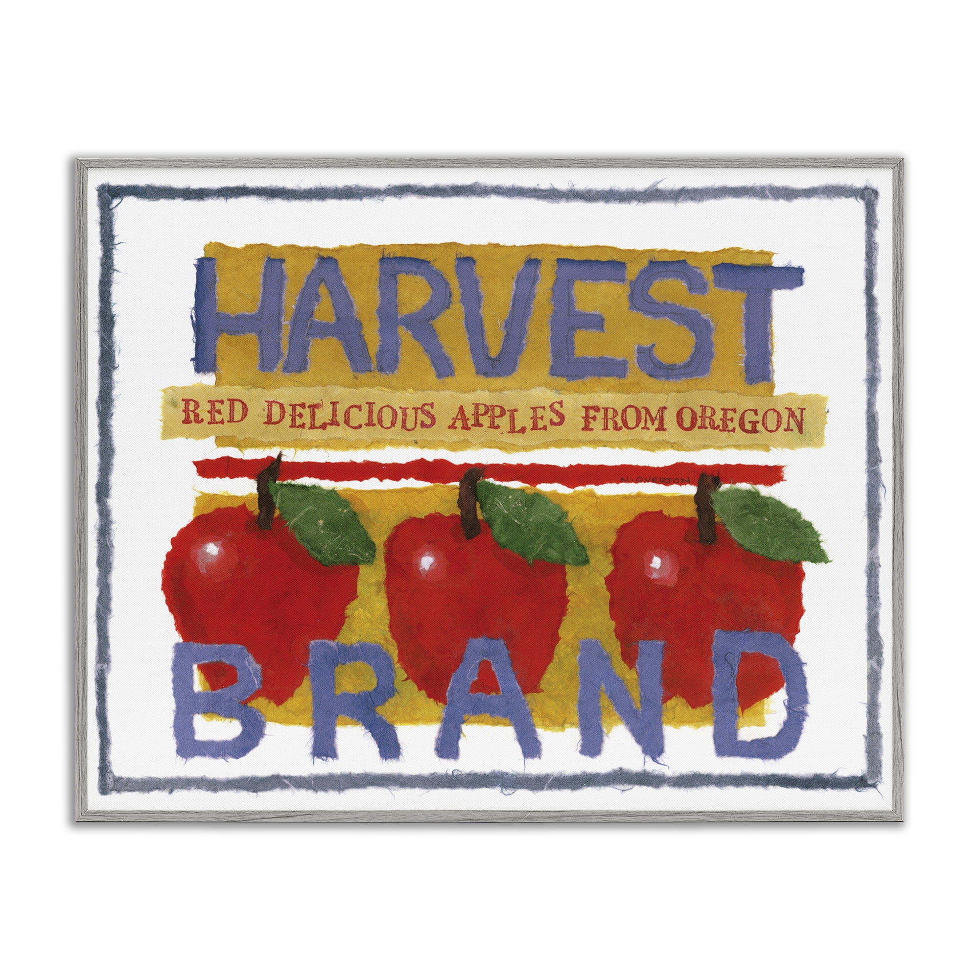 Stupell Industries Oregon Harvest Apples Food & Beverage Painting Gray Framed Art Print Wall Art, 20 x 16