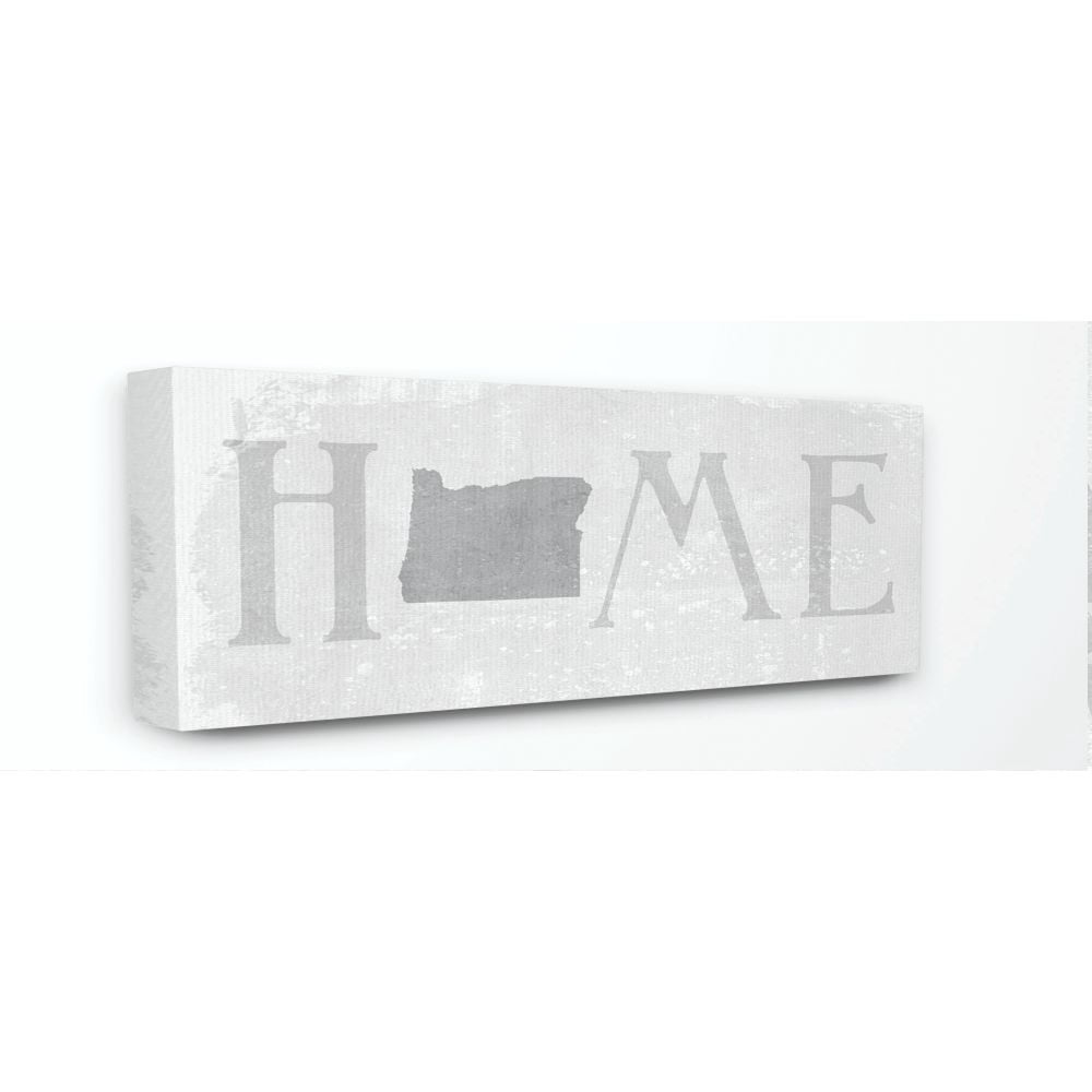 Stupell Industries Oregon Home State Map Grey Neutral Textured Word Design Canvas Wall Art by Daphne Polselli