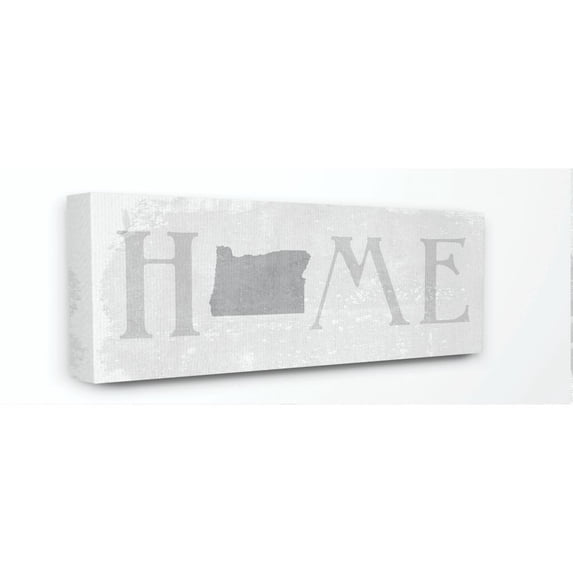 Stupell Industries Oregon Home State Map Grey Neutral Textured Word Design Canvas Wall Art by Daphne Polselli