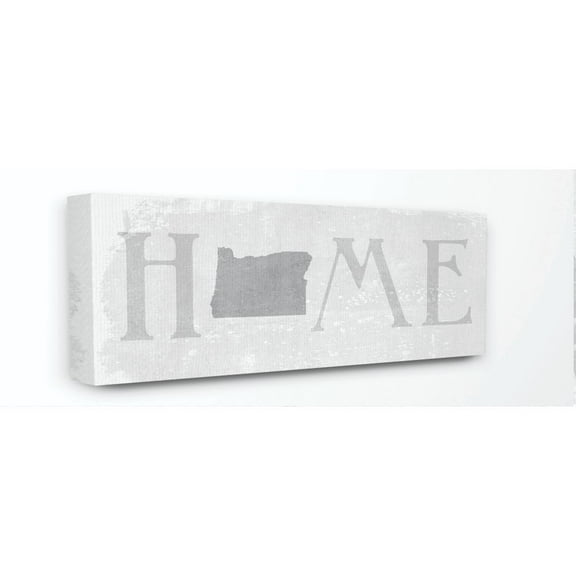 Stupell Industries Oregon Home State Map Grey Neutral Textured Word Design Canvas Wall Art by Daphne Polselli
