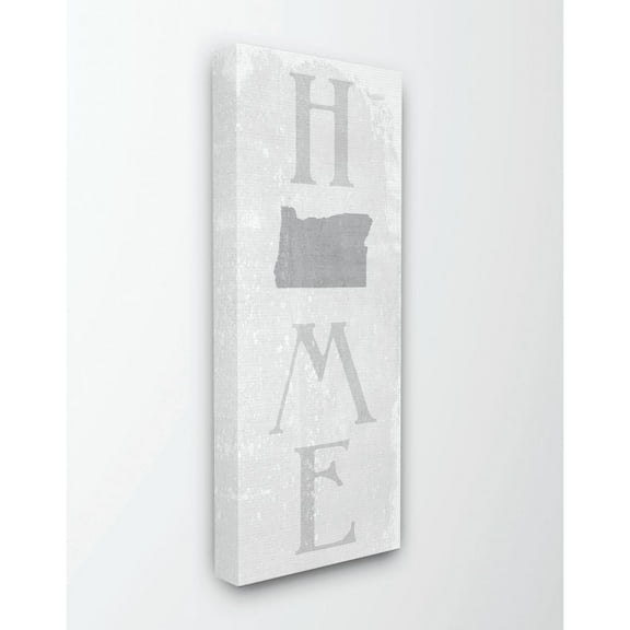 Stupell Industries Oregon Home State Map Grey Textured Word Design Canvas Wall Art by Daphne Polselli