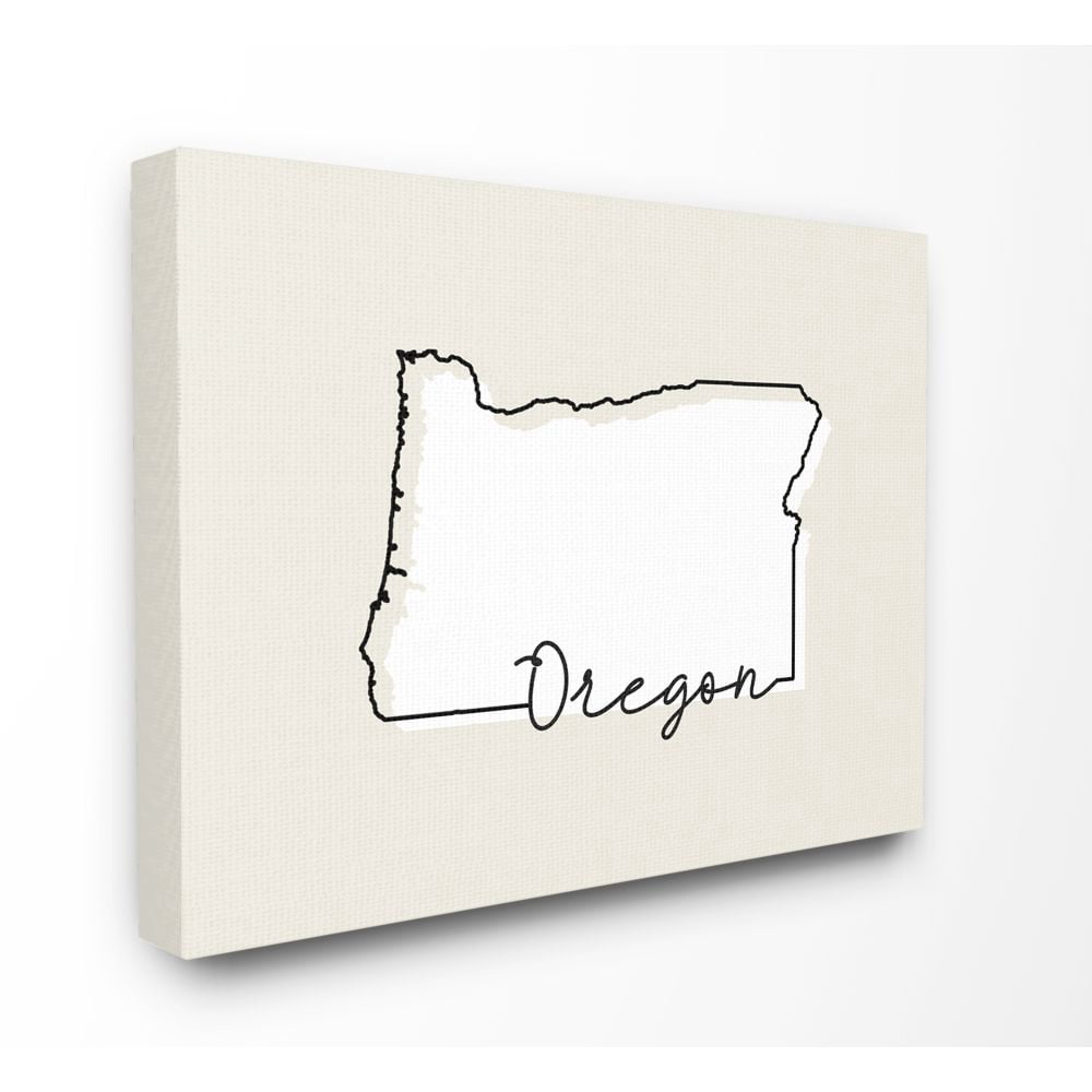 Stupell Industries Oregon Home State Map Neutral Print Design Super Canvas Wall Art by Daphne Polselli