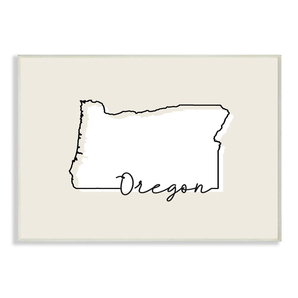 Stupell Industries Oregon Home State Map Neutral Print Design Wall Plaque Art by Daphne Polselli