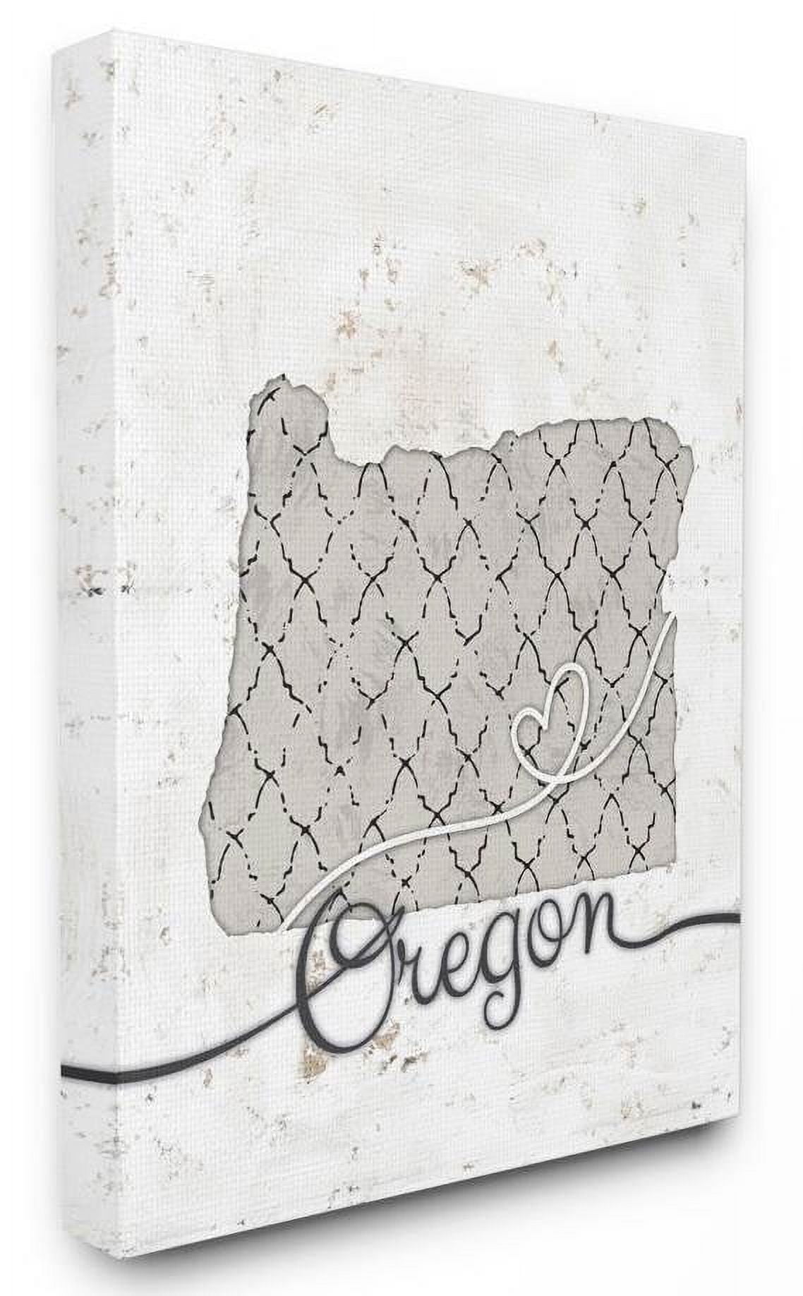 Stupell Industries Oregon Patterned Grey US State Design Canvas Wall Art by Ziwei Li
