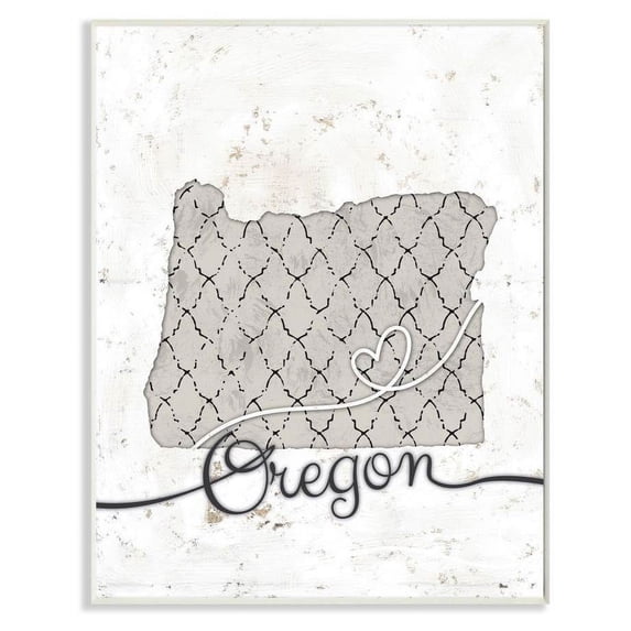 Stupell Industries Oregon Patterned Grey US State Design Wall Plaque by Ziwei Li