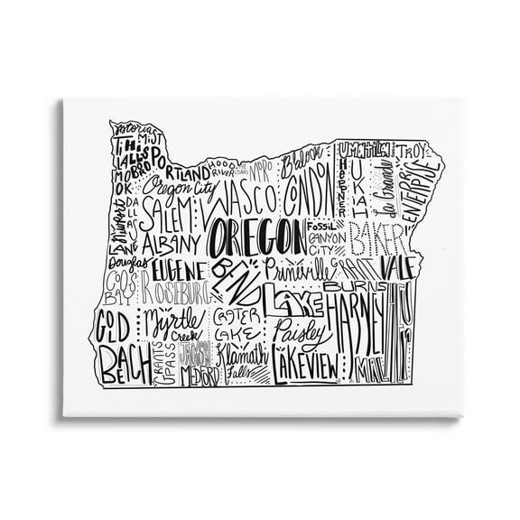 Stupell Industries Oregon State Cities Map Graphic Art Gallery Wrapped Canvas Print Wall Art, Design by The Saturday Evening Post