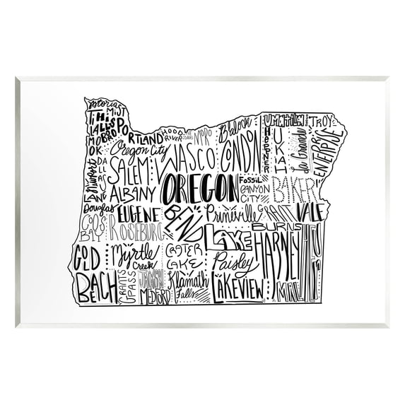 Stupell Industries Oregon State Cities Map Graphic Art Unframed Art Print Wall Art, Design by The Saturday Evening Post