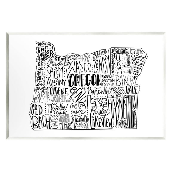 Stupell Industries Oregon State Cities Map Graphic Art Unframed Art Print Wall Art, Design by The Saturday Evening Post