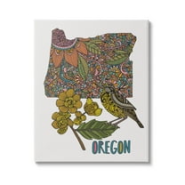 Stupell Industries Oregon State Flower Bird Graphic Art Gallery Wrapped Canvas Print Wall Art, Design by Valentina Harper