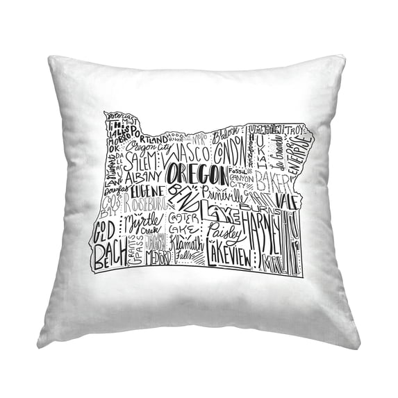 Stupell Industries Oregon State Outline Typography City Map Design by Saturday Evening Post Throw Pillow