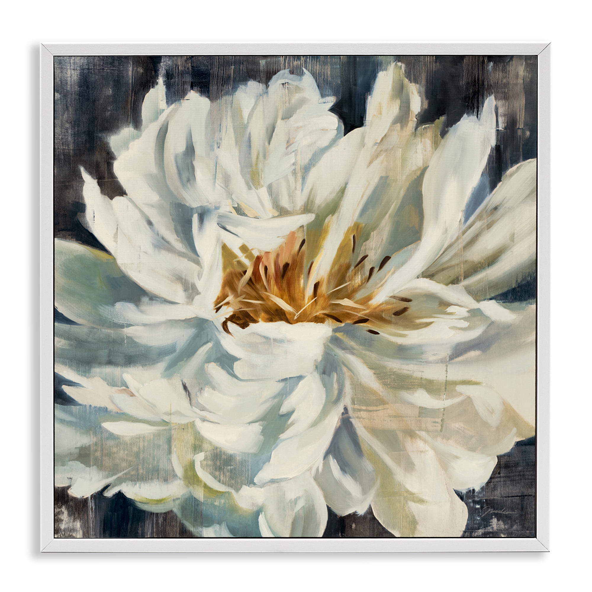 Stupell Industries Organic Blooming White Petals Botanical & Floral Painting White Framed Art Print Wall Art, 17 x 17