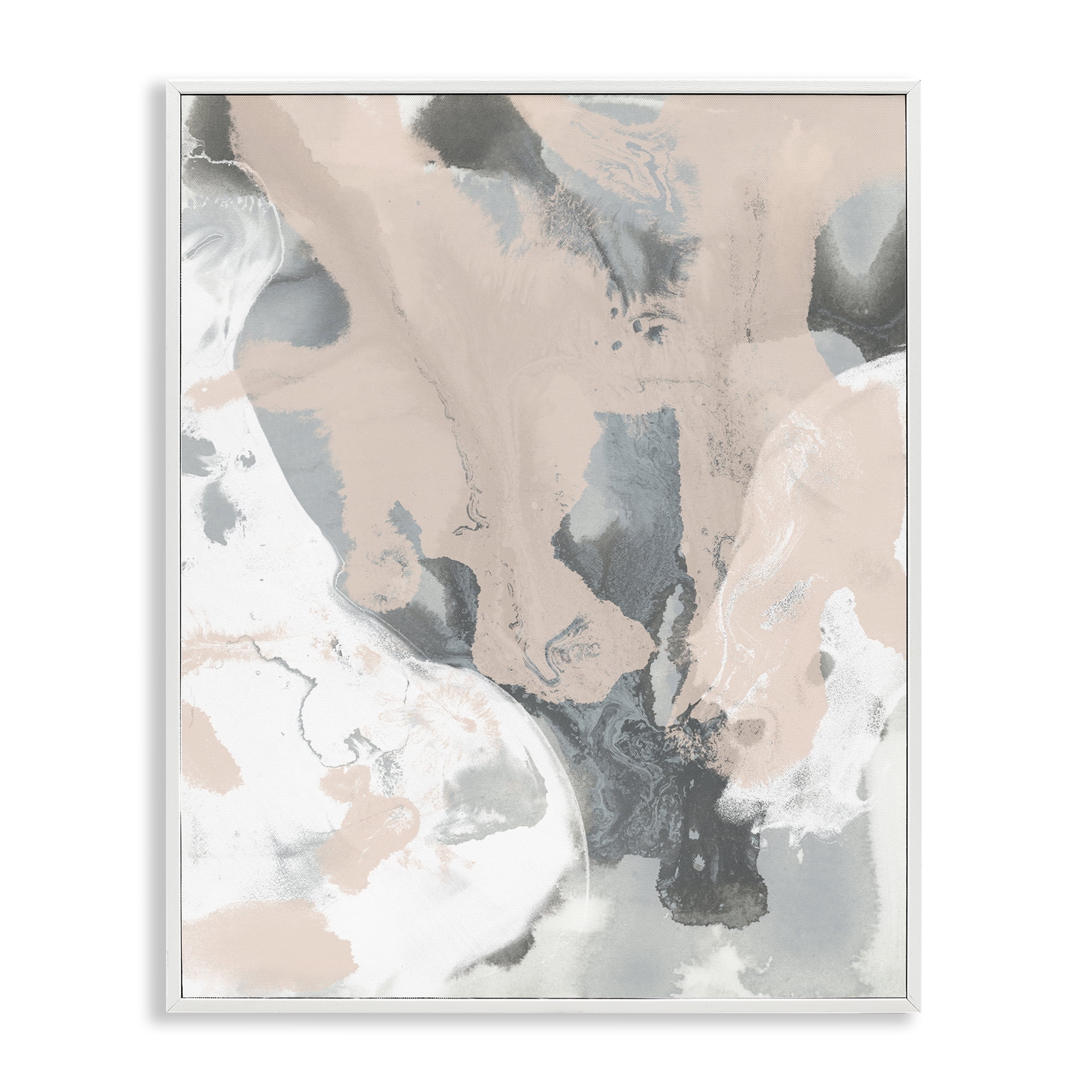Stupell Industries Organic Fluid Abstraction Abstract Painting White Framed Art Print Wall Art, 11 x 14