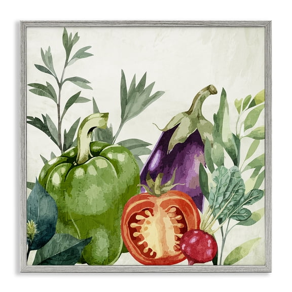 Stupell Industries Organic Garden Vegetables Food & Beverage Painting Gray Framed Art Print Wall Art, 12 x 12