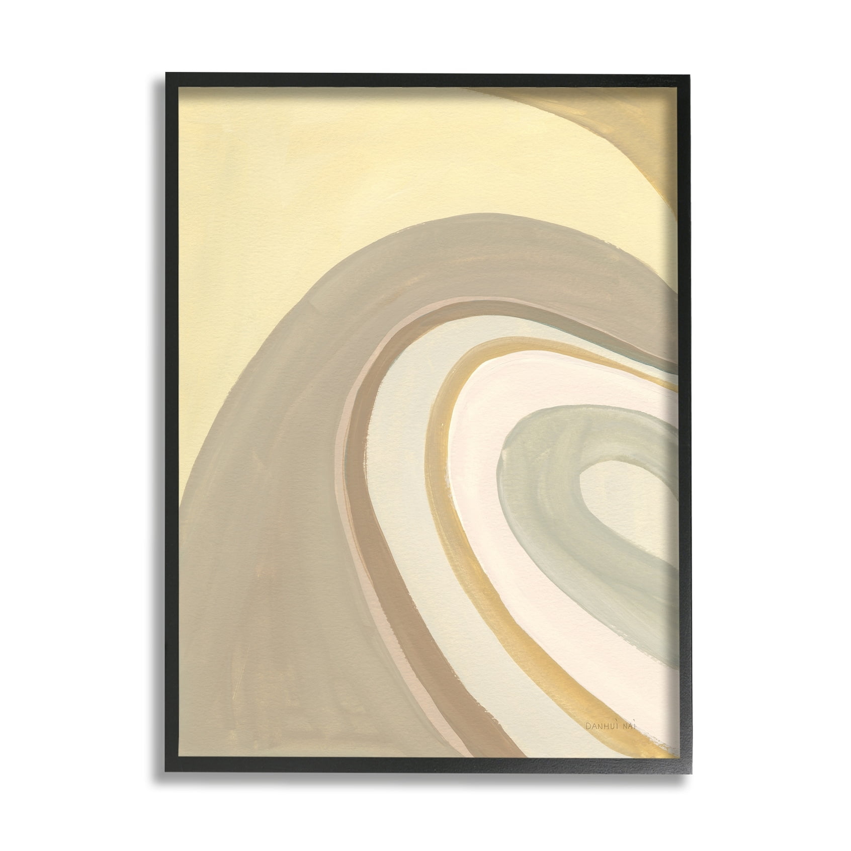 Stupell Industries Organic Grooved Abstraction Neutral Brown Yellow Black Framed, 16 x 20, Design by Danhui Nai