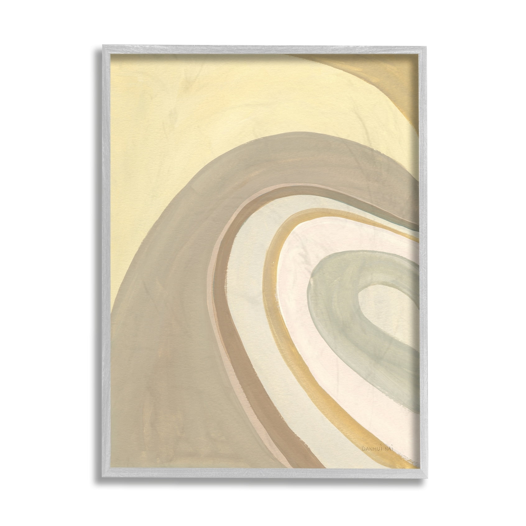 Stupell Industries Organic Grooved Abstraction Neutral Brown Yellow Grey Framed, 16 x 20, Design by Danhui Nai