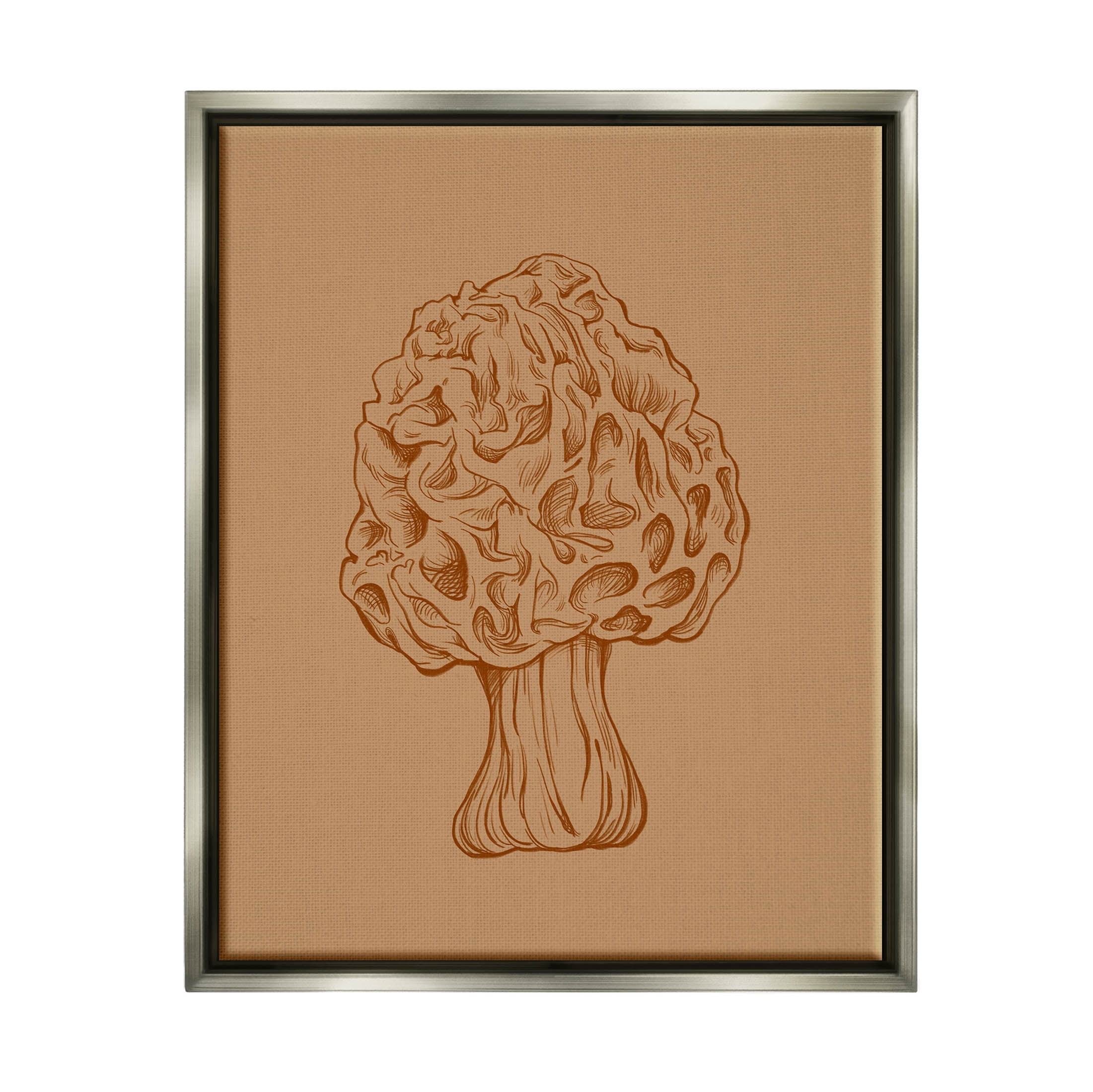 Gray Floater Framed Organic Mushroom Study Canvas Wall Art