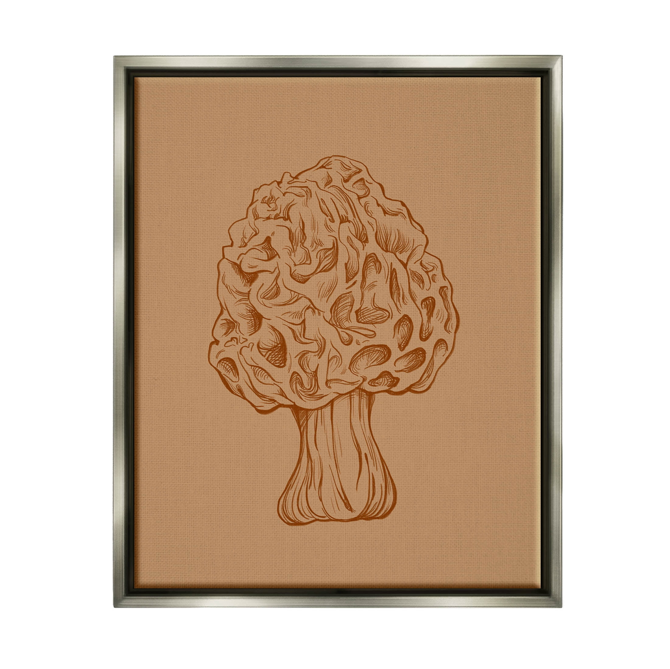 Stupell Industries Organic Mushroom Detailed Study Graphic Art Luster Gray Floating Framed Canvas Print Wall Art, Design by Ziwei Li