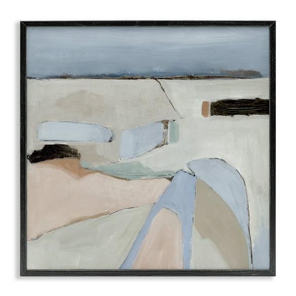 Stupell Industries Organic Neutral Landscape Abstract Painting Black Framed Art Print Wall Art, 12 x 12