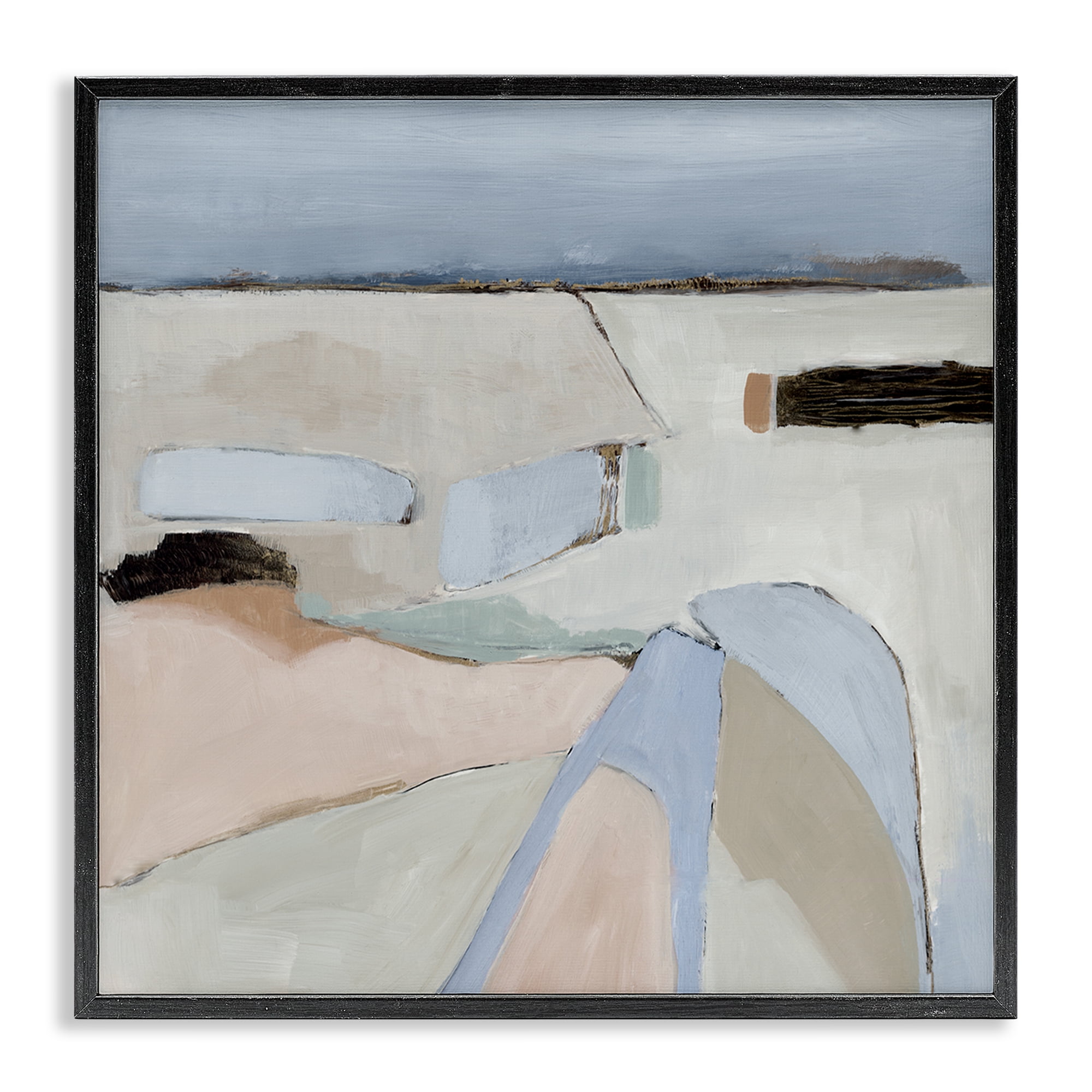 Stupell Industries Organic Neutral Landscape Abstract Painting Black Framed Art Print Wall Art, 17 x 17
