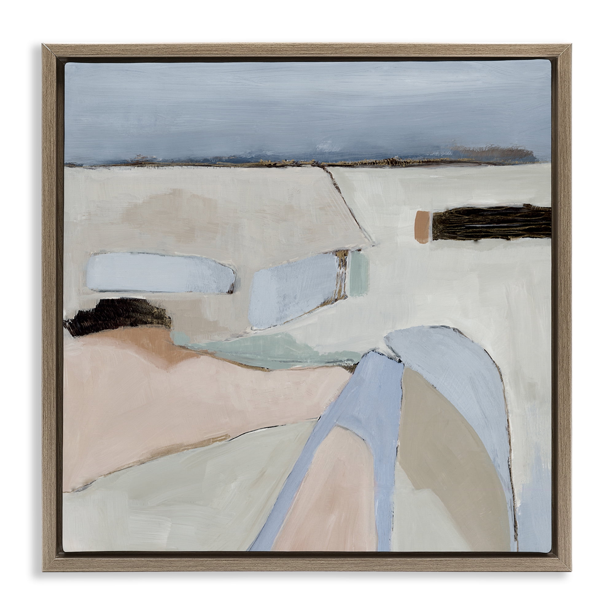 Stupell Industries Organic Neutral Landscape Abstract Painting Brown Floater Framed Canvas Art Print Wall Art, 18 x 18