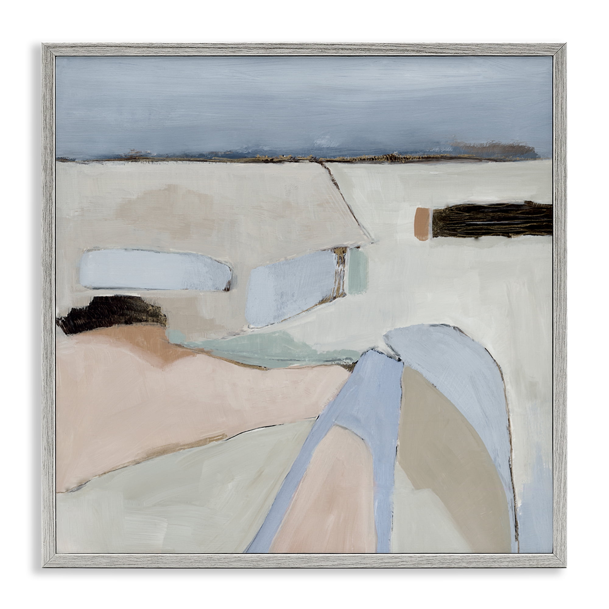 Stupell Industries Organic Neutral Landscape Abstract Painting Gray Framed Art Print Wall Art, 17 x 17