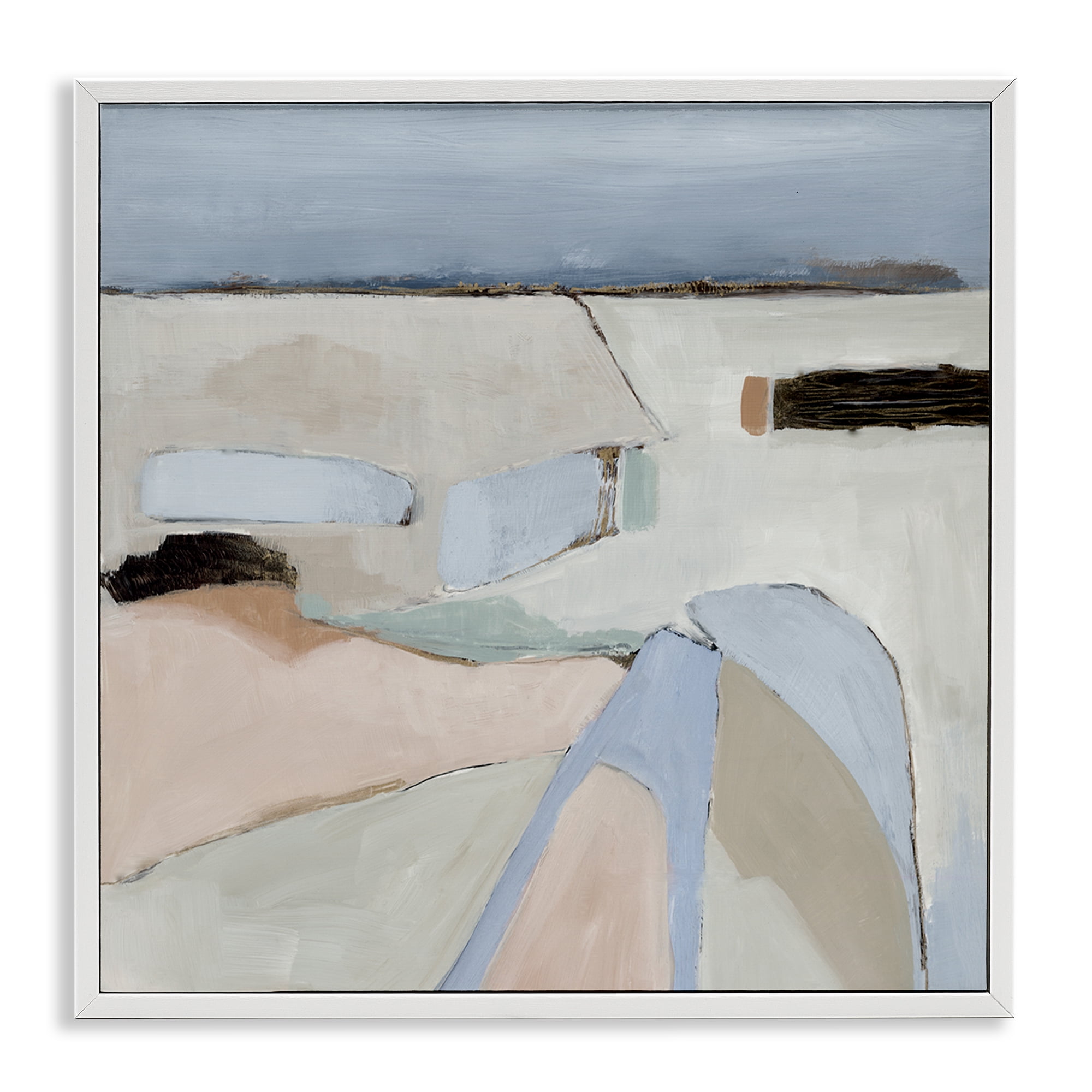 Stupell Industries Organic Neutral Landscape Abstract Painting White Framed Art Print Wall Art, 17 x 17