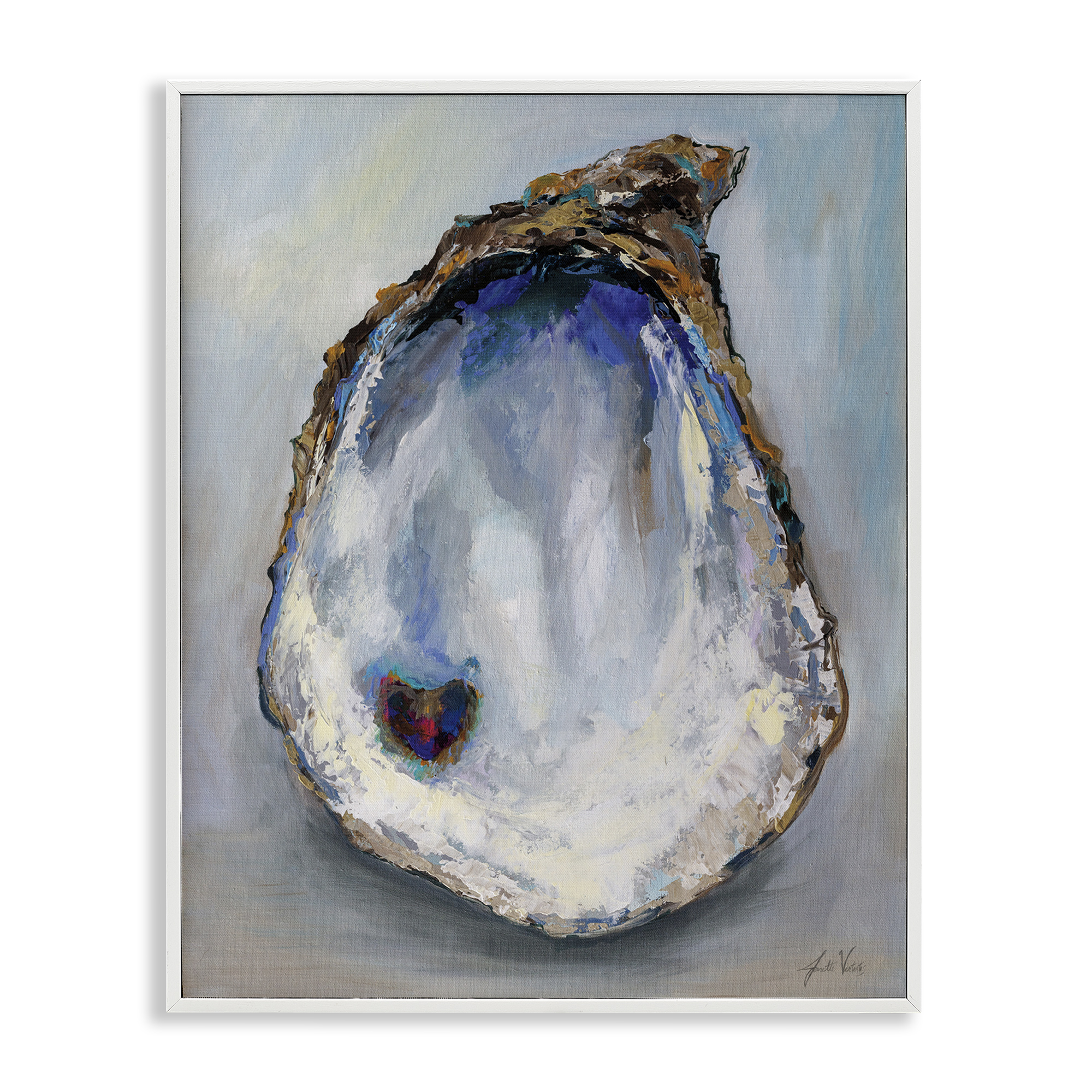 Stupell Industries Organic Oyster Shell Animals & Insects Painting White Framed Art Print Wall Art, 16 x 20