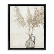 Stupell Industries Organic Pampas Vase Botanical & Floral Painting Black Floater Framed Art Print Wall Art, 17 x 21