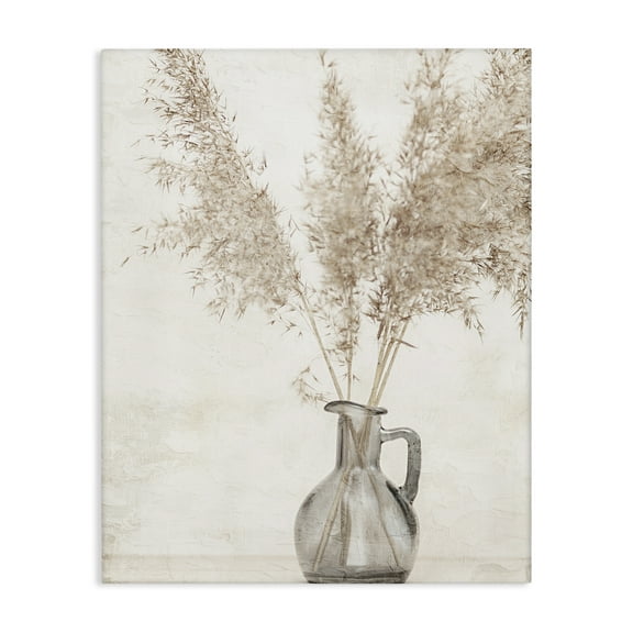 Stupell Industries Organic Pampas Vase Botanical & Floral Painting Gallery Wrapped Canvas Art Print Wall Art, 16 x 20