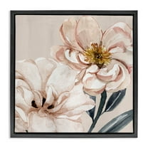 Stupell Industries Organic Pink Poppy Petals Botanical & Floral Painting Black Floater Framed Canvas Art Print Wall Art, 18 x 18