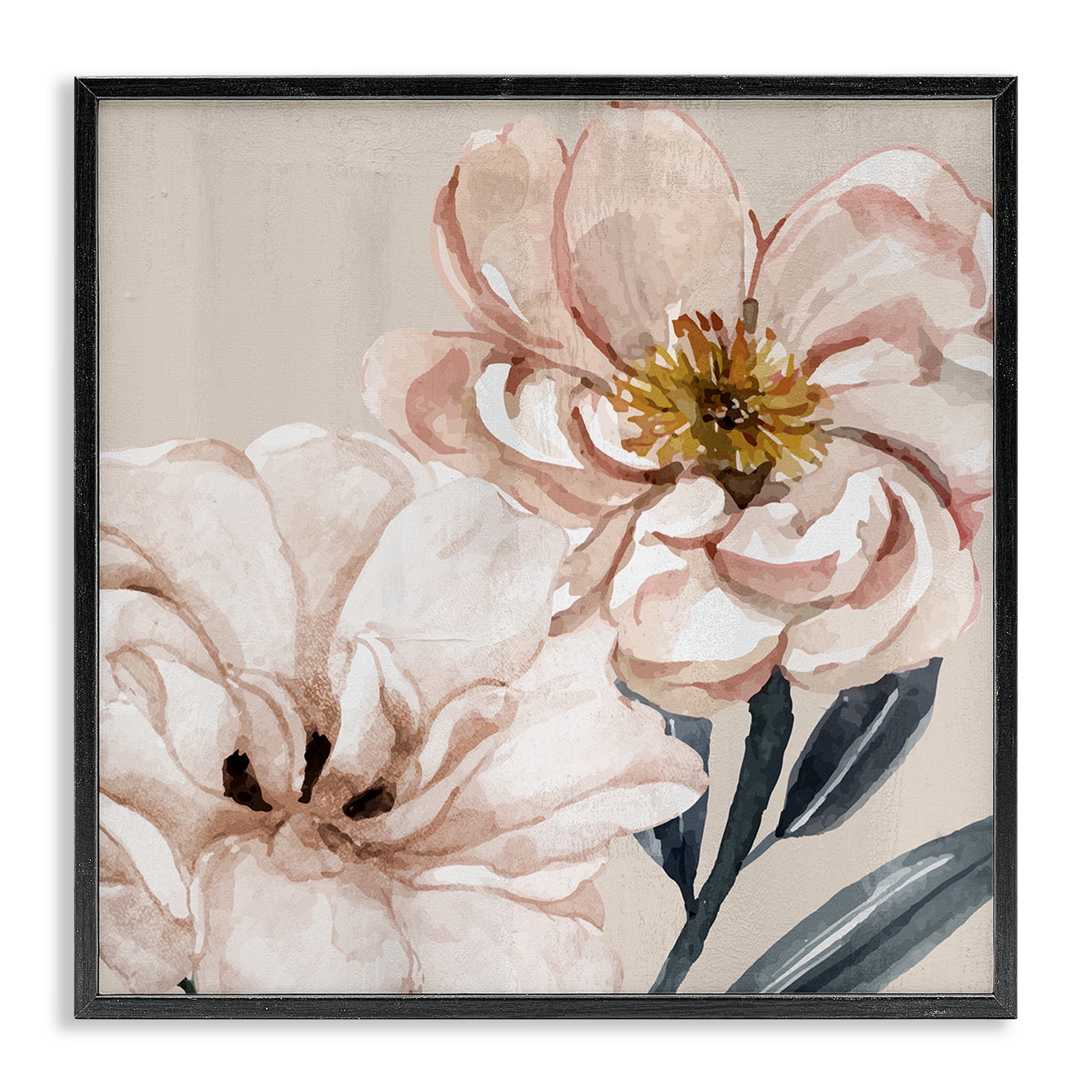 Stupell Industries Organic Pink Poppy Petals Botanical & Floral Painting Black Framed Art Print Wall Art, 24 x 24