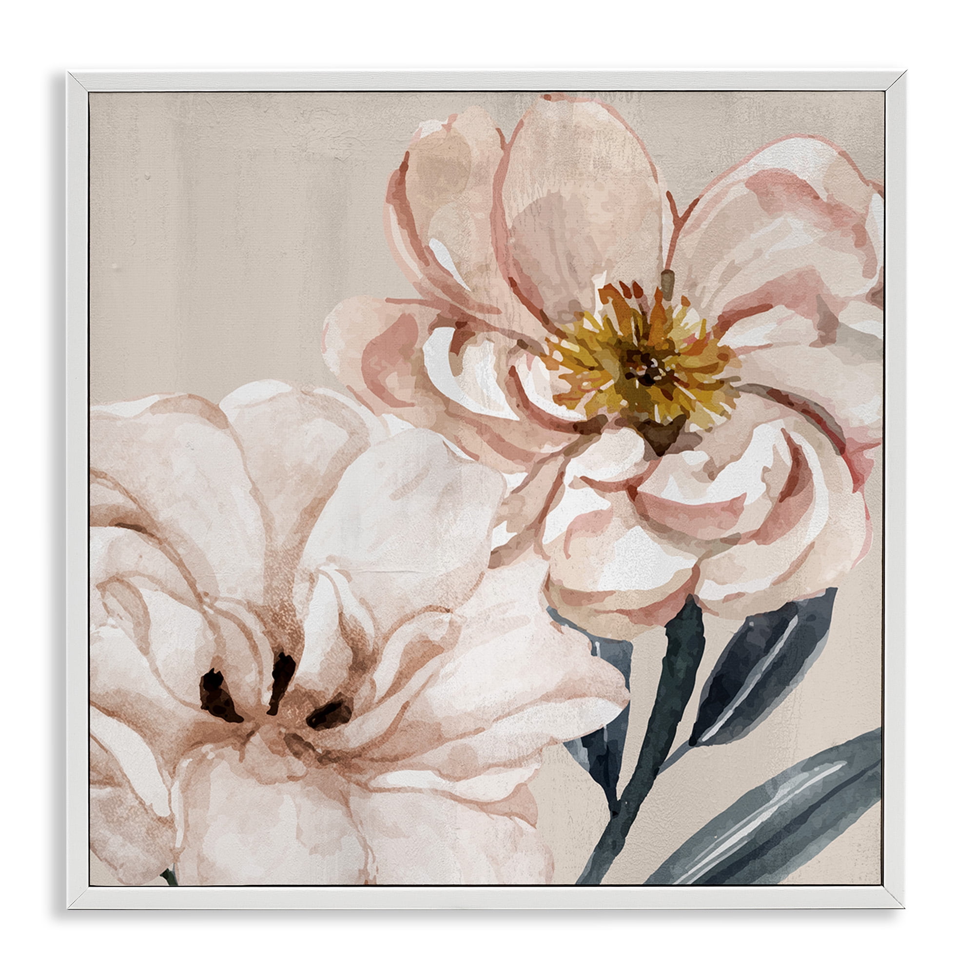 Stupell Industries Organic Pink Poppy Petals Botanical & Floral Painting White Framed Art Print Wall Art, 17 x 17