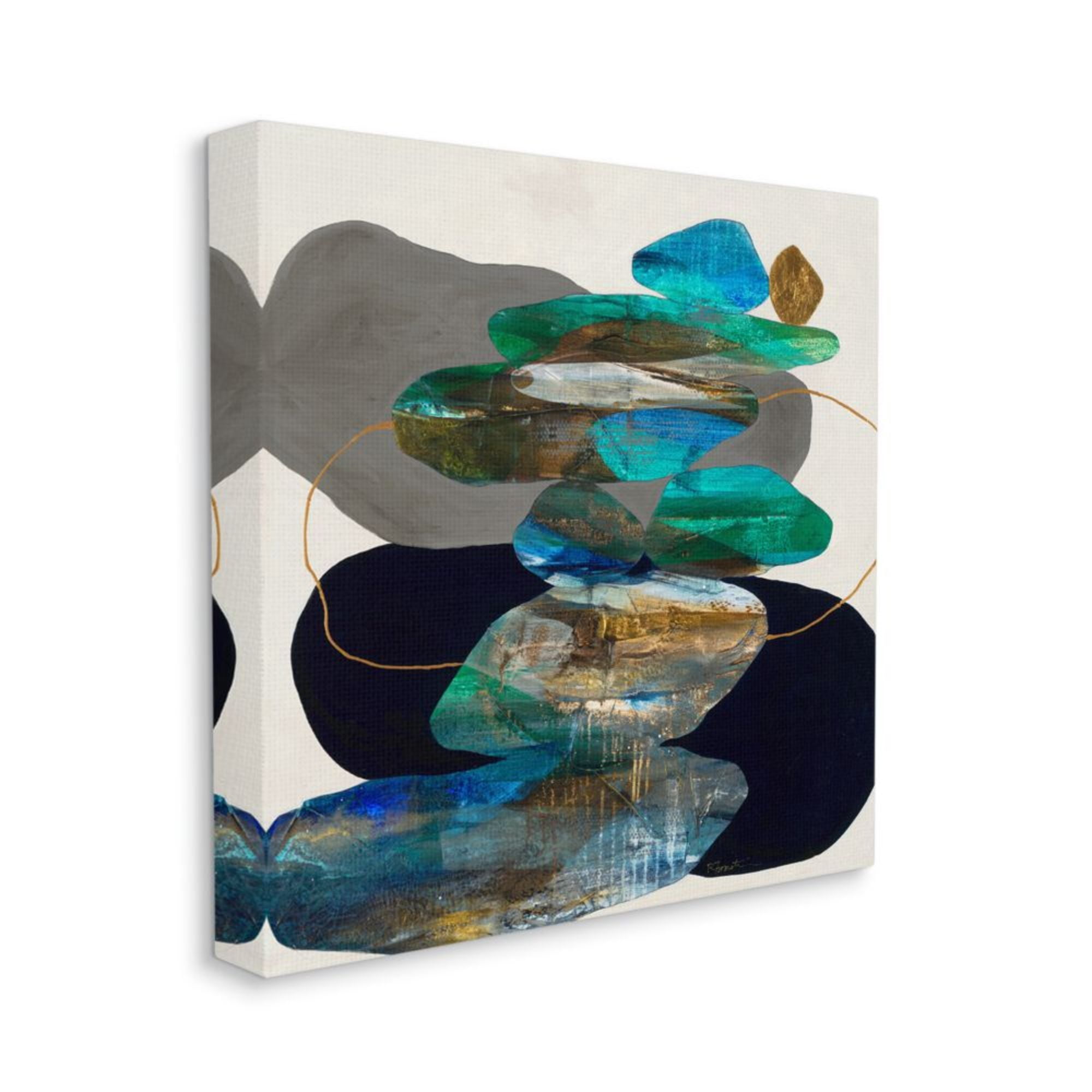 Stupell Industries Organic Rock Shapes Abstract Pattern Blue Green Design by Third and Wall, 36" x 36"