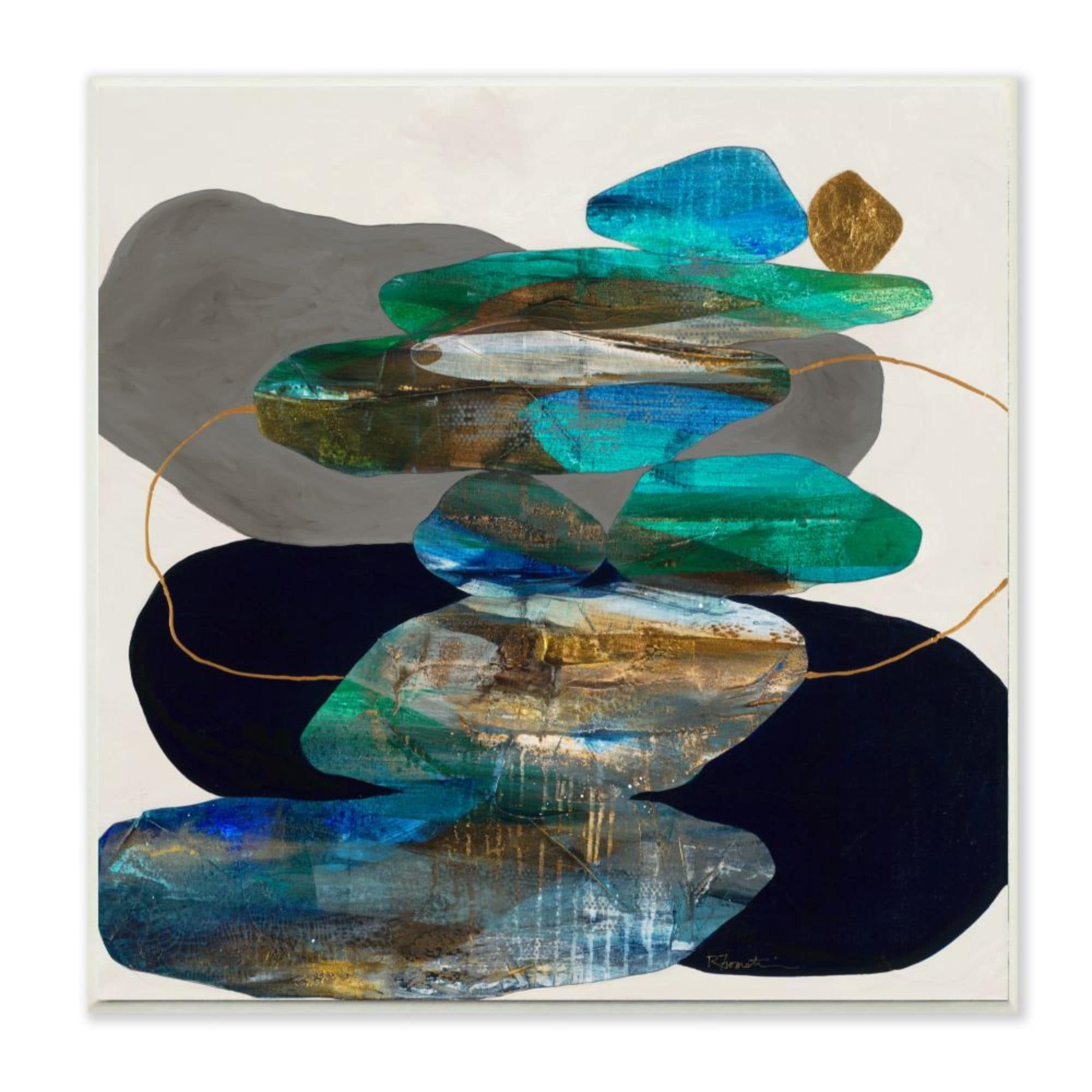 Stupell Industries Organic Rock Shapes Abstract Pattern Blue Green Design by Third and Wall