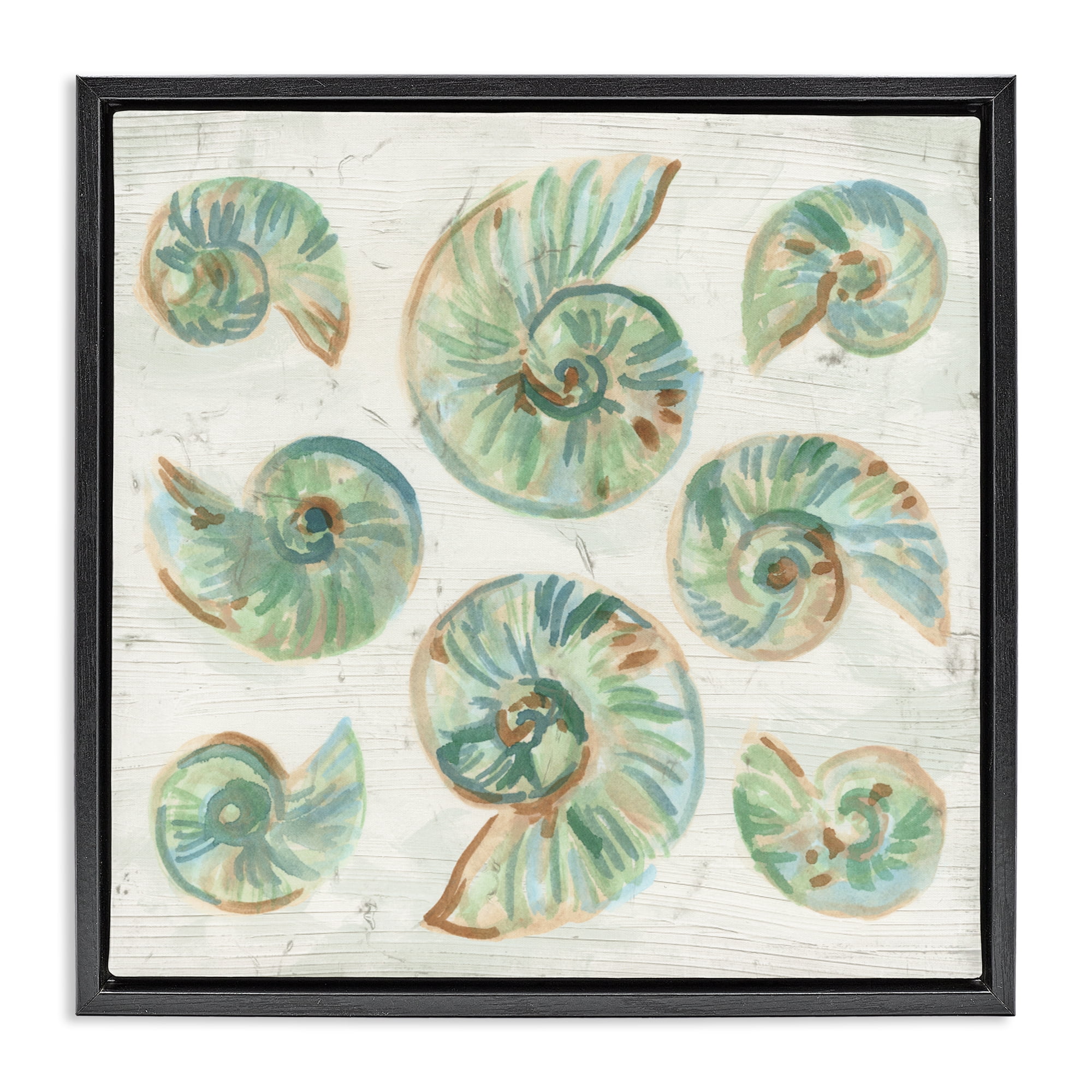 Stupell Industries Organic Saltwashed Shells Black Framed Floater Canvas Wall Art, design by June Erica Vess