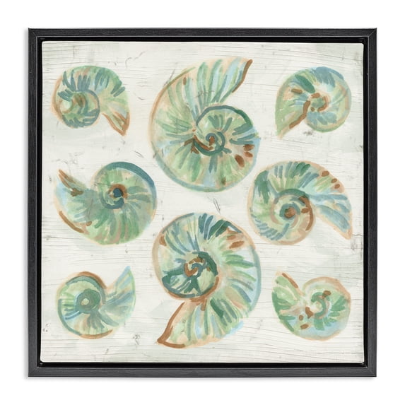 Stupell Industries Rustic Lodge Organic Saltwashed Shells Black Floating Frame Canvas Art, 18 x 18, by June Erica Vess